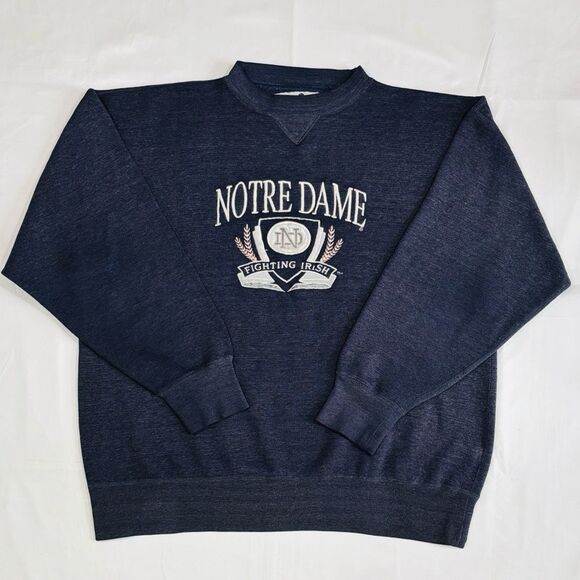 Vintage Embroidered Notre Dame Fighting Irish Crewneck Sweater - Picture 2 of 8